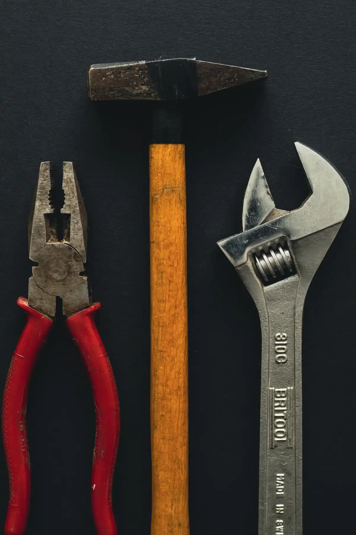 Professional hand tools organised for a specialised maintenance kit